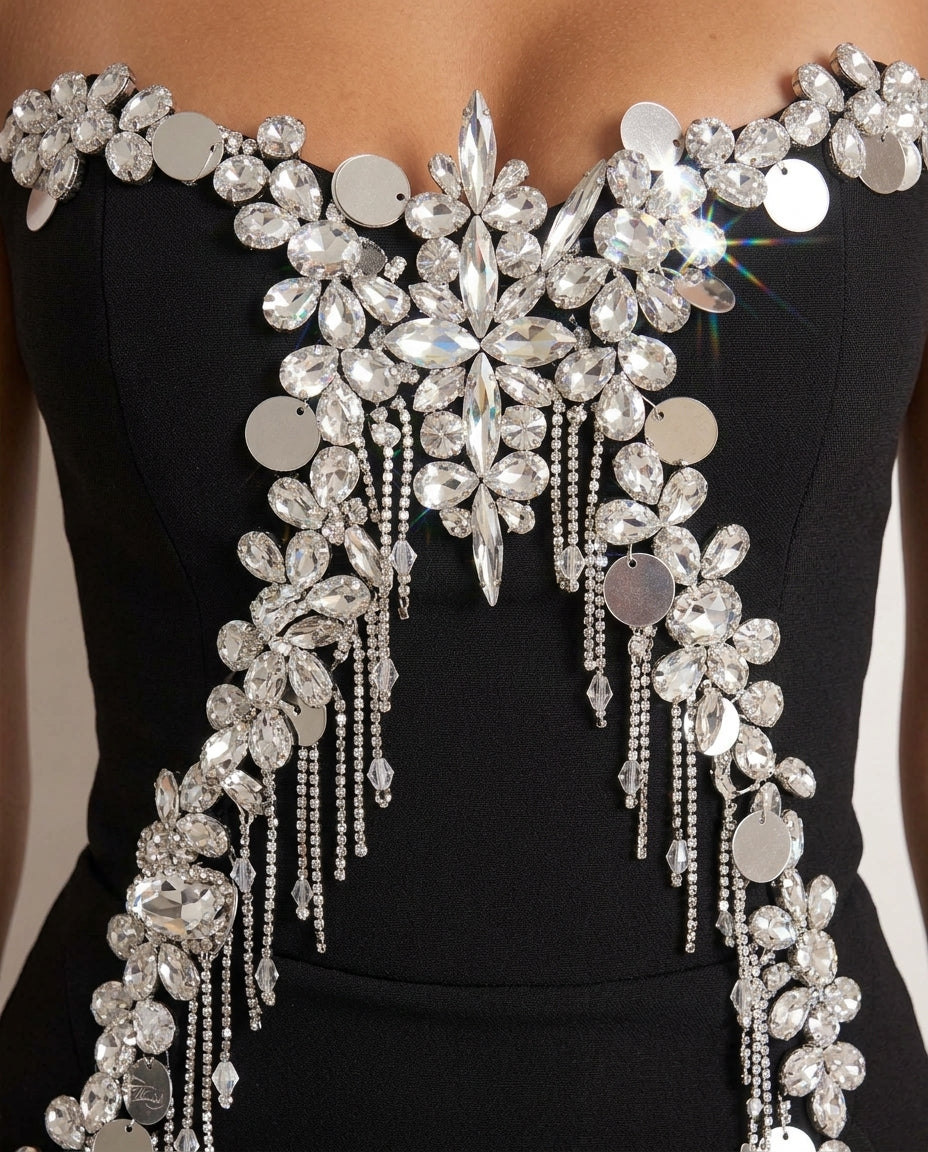 VALENTINA RHINESTONE MINI  DRESS