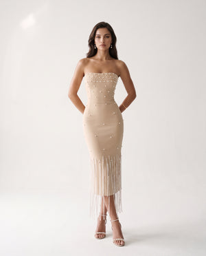 PERLA FRINGE MIDI DRESS
