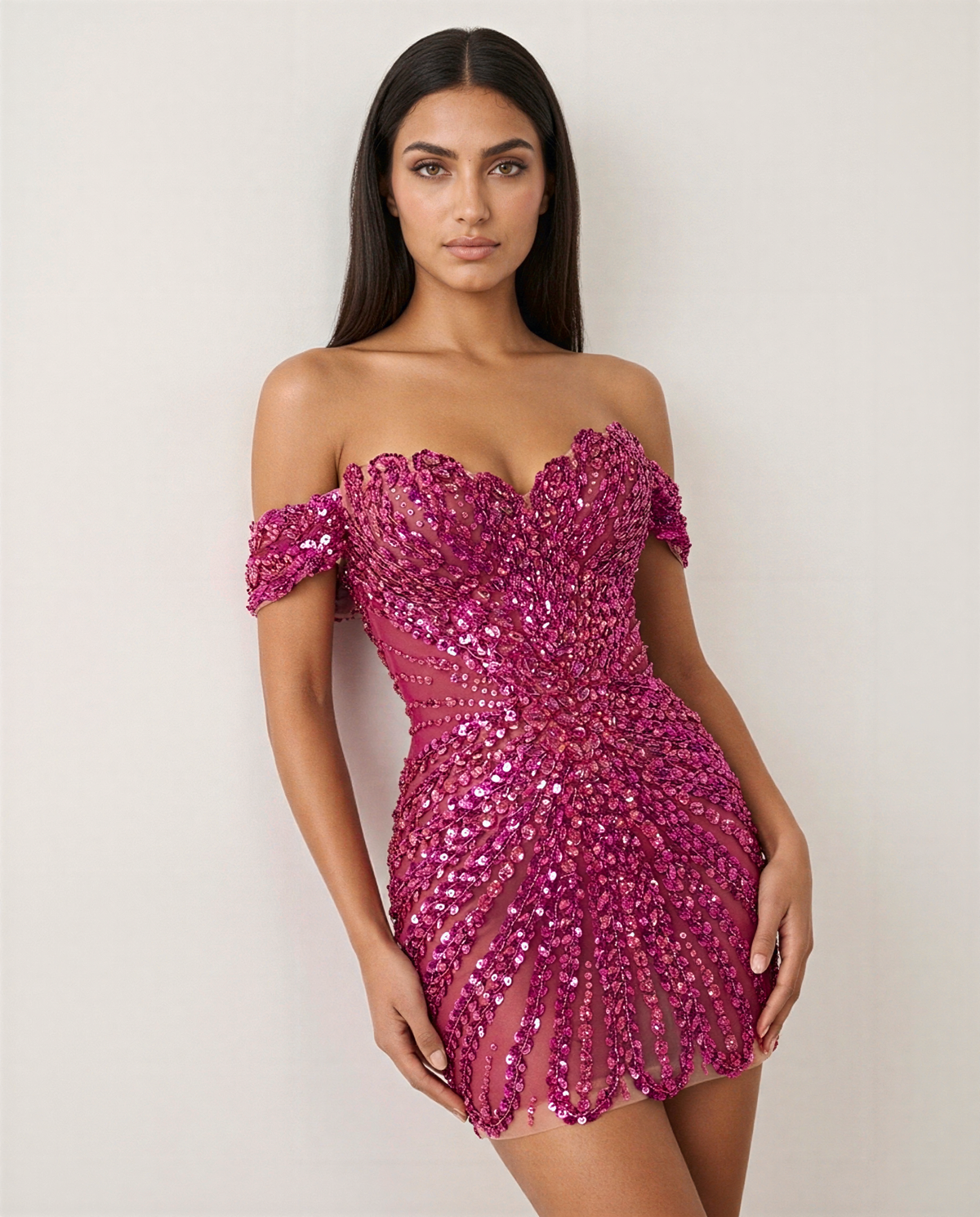 SIMI RHINESTONE MESH MINI DRESS