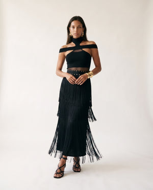 Morena Fringe Midi Dress